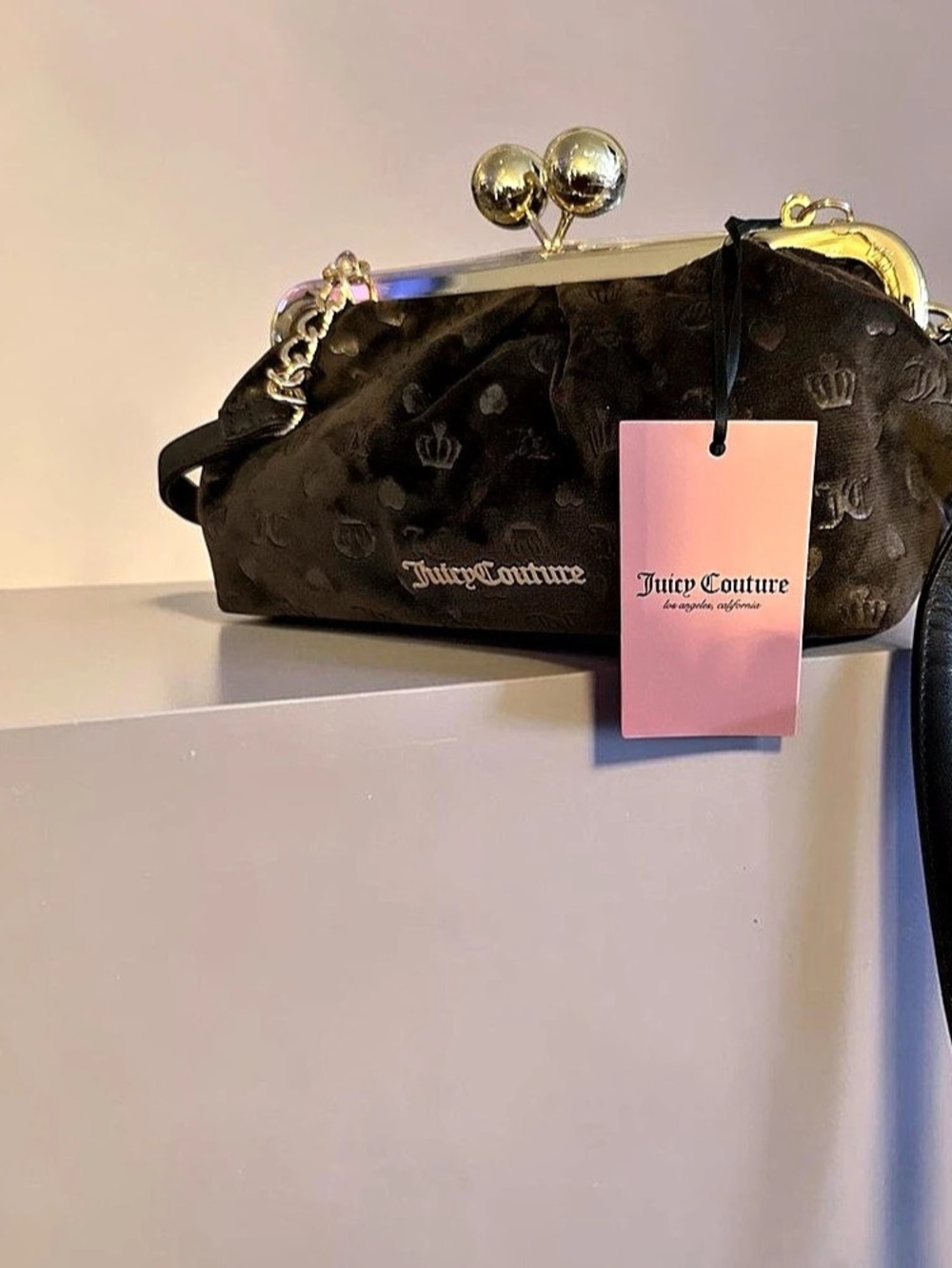 Juicy Couture Keep It Classy Frame Crossbody Brown & Black Y2K inspired